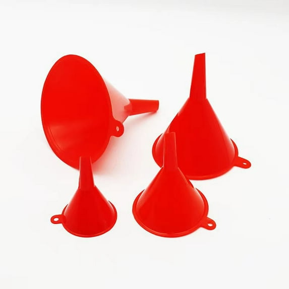 4 Different Sizes Kitchen Funnel Set,Plastic Funnel 4 Piece Set Of Simple Portable Household Funnel Oil Funnel,BPA Free Plastic Funnel Nesting Set for Kitchen Cooking,Car Oil,Home or Lab Use,Red