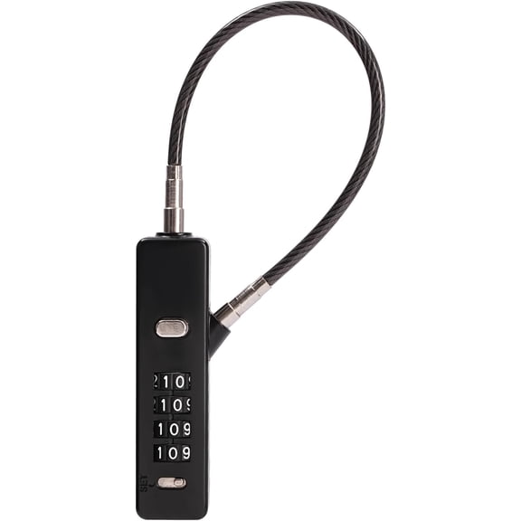 4 Digit Cable Lock with Combination, 0.17in Thickness Cable Combination Lock with 11.8/23.6/47.24 inches Steel Cables, Combination Lock for Door, Storage Locker, Bike, Luggage, Gate (Black)