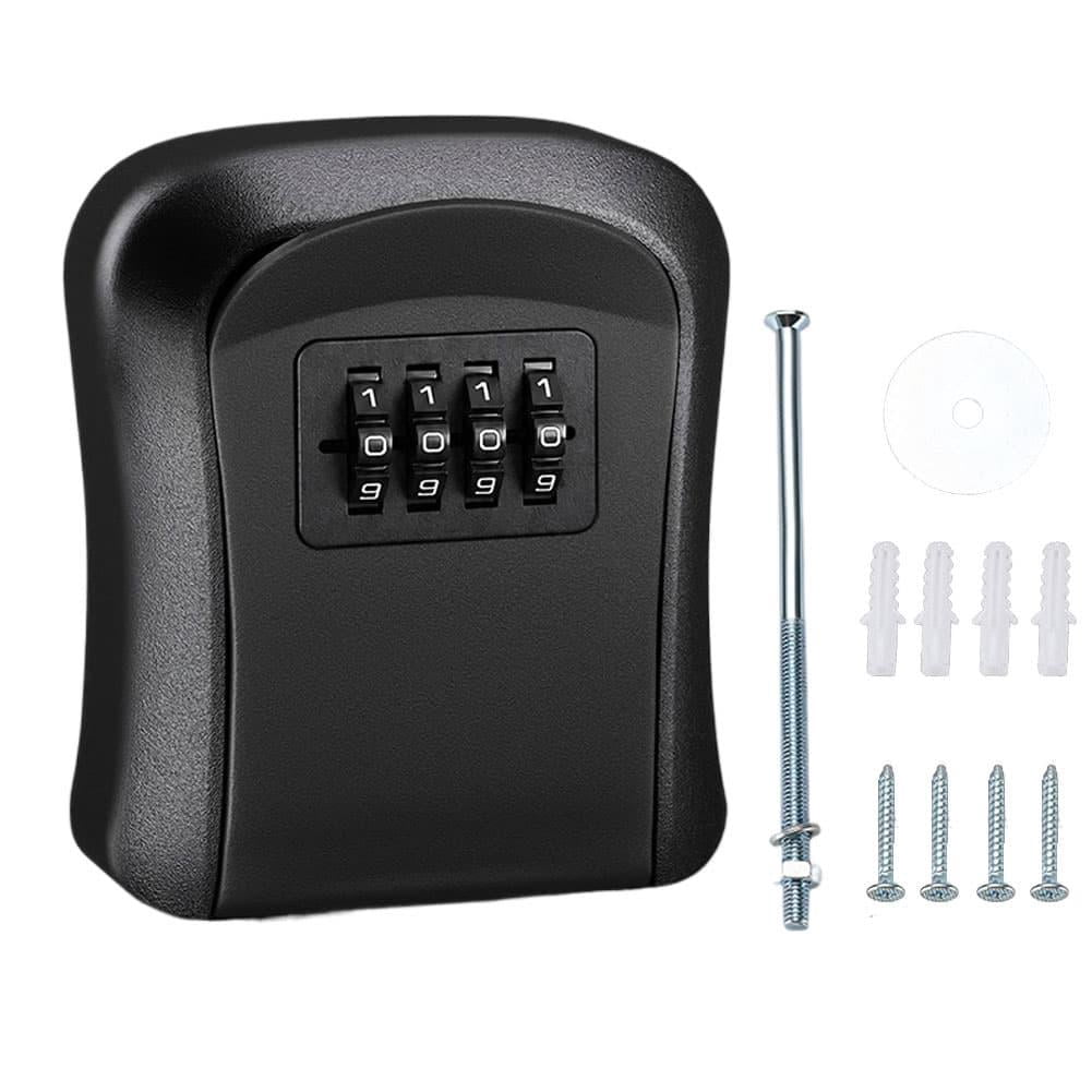 4-Digit Combination Key Lock Box, Wall-Mounted Key Safe with 10,000 ...