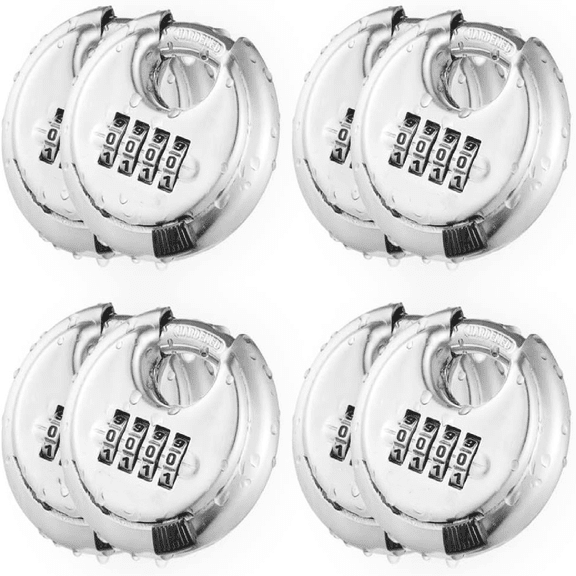 4 Digit Combination Lock, Combination Disc Padlock with Hardened Steel Shackle Combo Padlock for Sheds, Locker, Storage Unit, Gym and Fence (8 Pcs)
