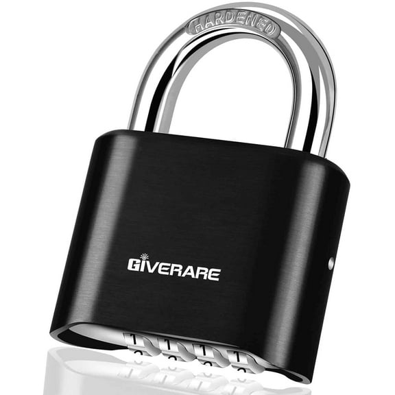 4-Digit Combination Lock, Heavy Duty Padlock Metal, Outdoor Alloy Locks with Hardened Steel Shackle, High Security Weatherproof Large Padlocks for Gym, School, Locker, Fence, Gate, Hasp, Case-Black