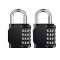 thumbnail image 1 of 4 Digit Combination Lock, Resettable Code For Customized Security, Weatherproof Padlock With Sturdy Zinc Alloy Build, Wide Application, Conveniently Portable, Black, 2 Pieces, 1 of 6