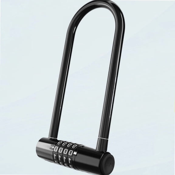 4 Digit Combination U Padlock, 6.1" Long Shackle Resettable Padlock, Extended Body Lock Waterproof, For Bicycles, Electric Scooters, Motorcycles, Boxes, Toolboxes - Black