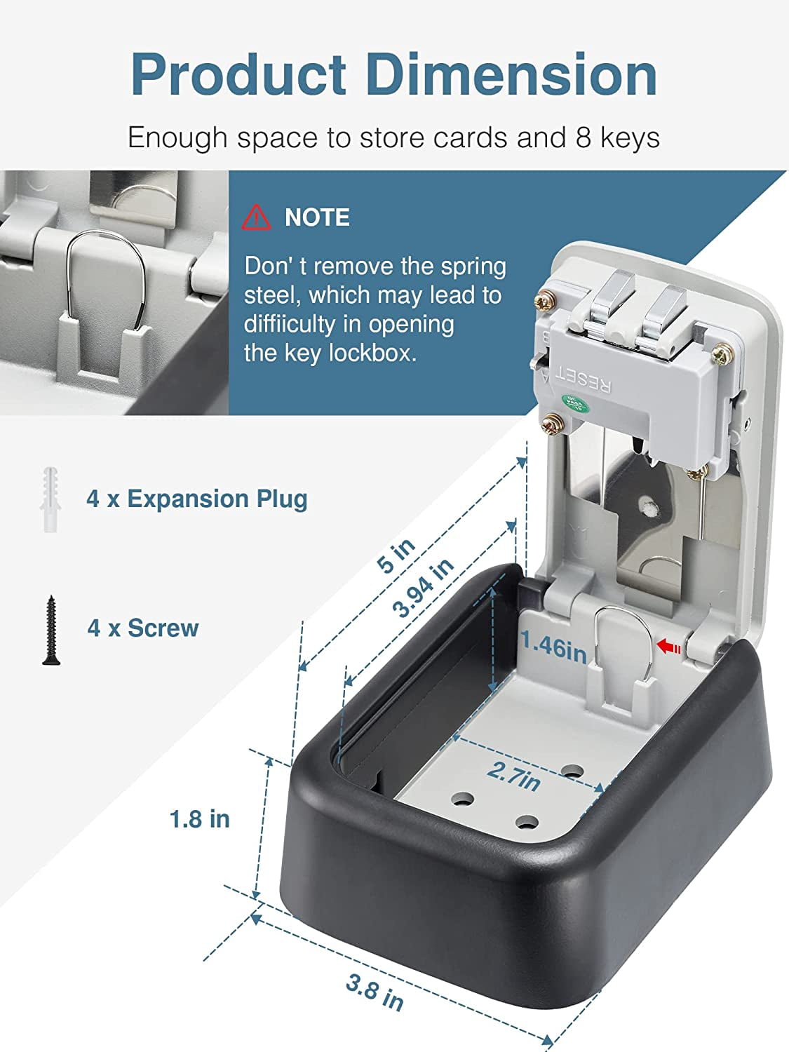 4-Digit Combination Waterproof Lock Box for Outdoor Use, Large Capacity Key Storage Safe