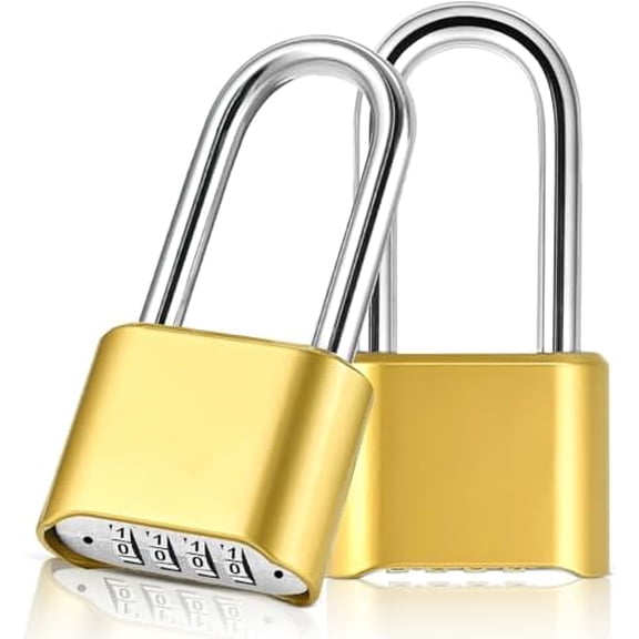 4 Digit Heavy Duty Combination Padlock, Weatherproof Combination for Gym Locker Outdoor, Set Your Own Combo Pad , Gate Locks with Code for Outdoor Fence, 2 Pack