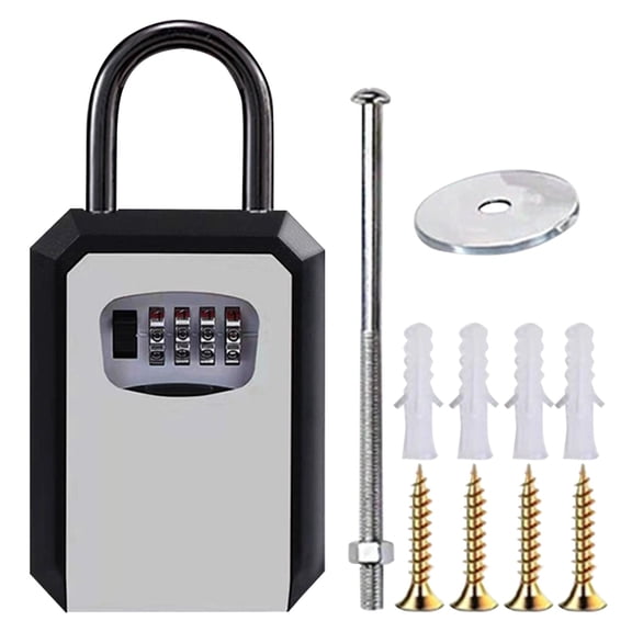 4 Digit Key Lock Box - Outdoor Portable Combination Key Safe, Resettable Password Weatherproof Key Storage for Home House Keys, Wall Mount