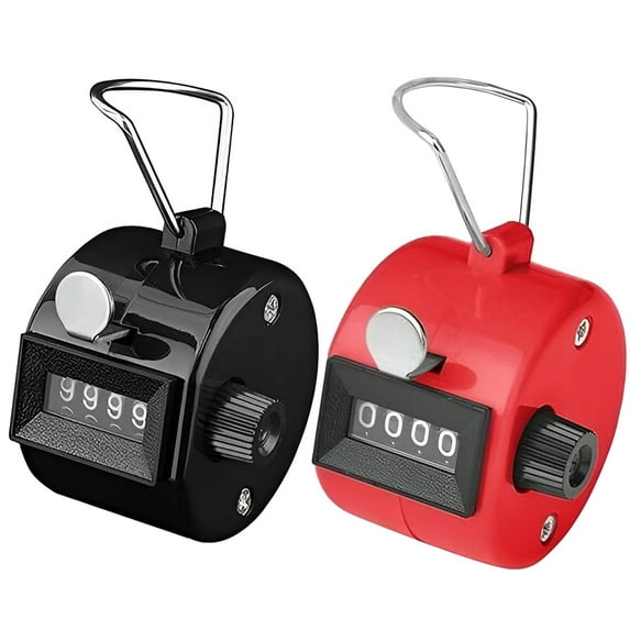 4 Digit Number Dual Clicker Golf Hand Tally Counter Handy Convenient Pack of 2 (black+red)