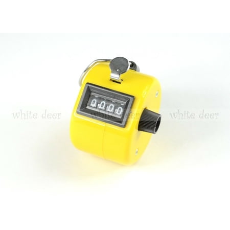 4 Digit Number Dual Clicker Golf Hand Tally Counter Yellow Handy Convenient
