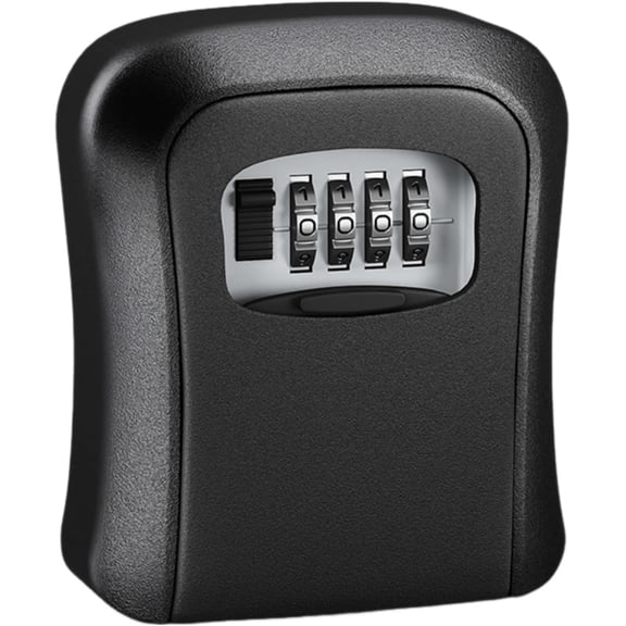 4-Digit Password Protected Rugged Wall Mounted Key Lock Box - Outdoor Key Safe Box (Black)