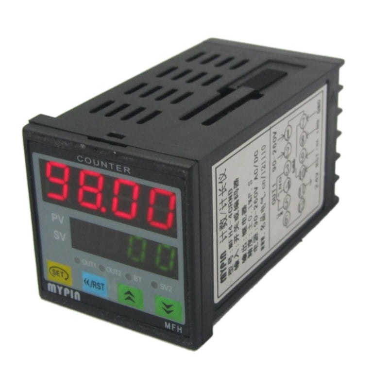 4 Digital Counter Length Counter Length Meter Multi-functional Intelligent 90-260V AC/DC Preset Relay Output, Size: 45, Black I491660