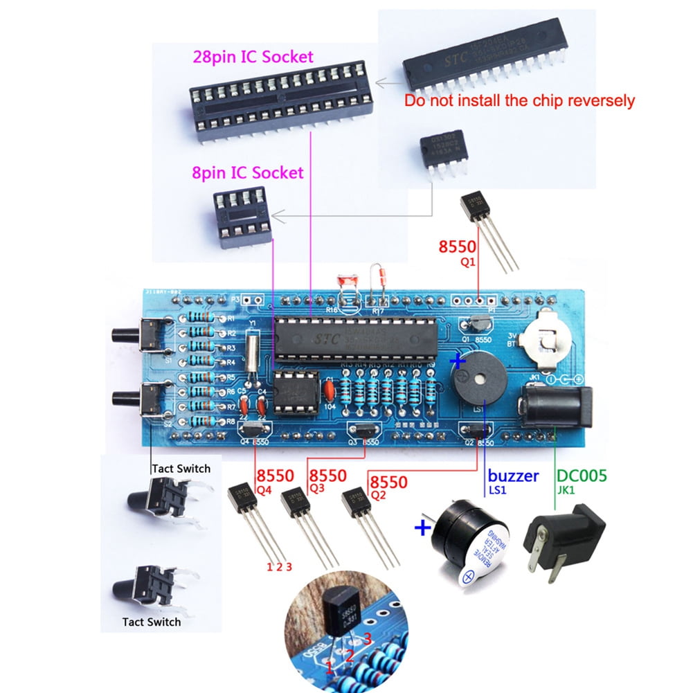 4Digital DIY Clock Kits, Electronic LED Clock Kit Auto Display Time/Temperature, Buzzer