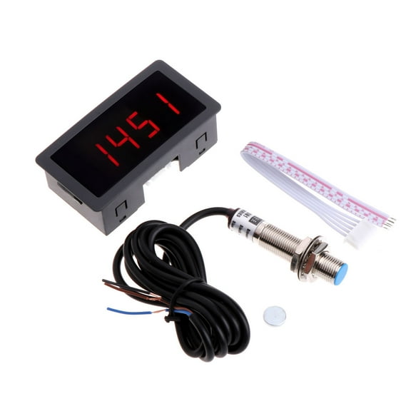 4 Digital LED Tachometer RPM Speed Meter+Proximity 12V 9999RPM for Lathe Mower Spring High-Precision