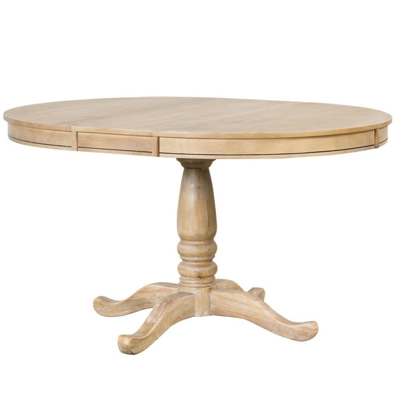 4 Dining Table - Round With Chairs Natural Wood Look For Kitchen, Restaurant 5 Room Elegant And Appearance Fits Bistro, Apartment