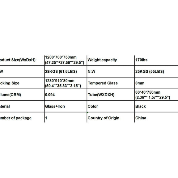 4 Dining Table With Black Tempered Glass And Metal Legs, 29.5"x46.13"x28.17", 170lbs Max Weight For 4, Strong Frame, Capacity