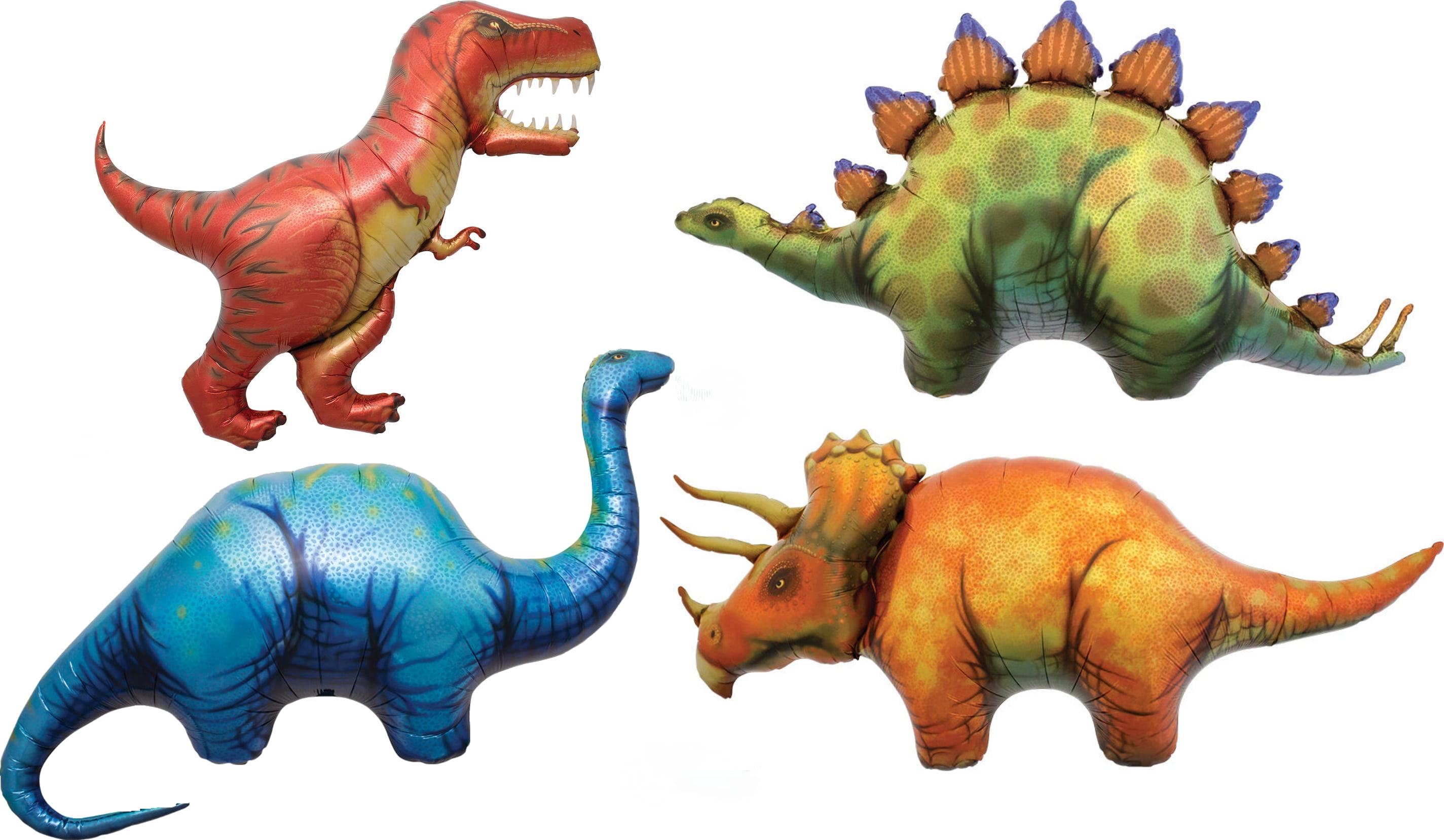4 Dinosaur Foil Mylar Balloons Party Decorations Triceratops Stegosaurus T-Rex