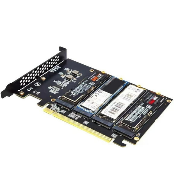 4 Disk NVME M KEY to PCIe4.0 X16 Adapter with Heat Sink PCIe 4 X16 Switches to 4 Port Adapter Card