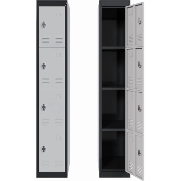 4 Door 72" Tall Single Metal Lockers, Lockers for Employees with Keys, Employee Storage Lockers with Doors, Metal Locker Storage Cabinet,Lockable for School, Gym, Home, Office, Mudroom.
