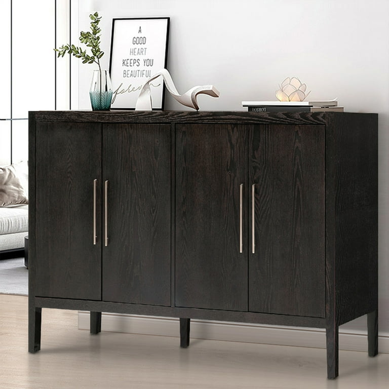 4 Door Accent Cabinet Modern Storage Cabinet Furniture Wood Buffet Sideboard with Adjustable Shelves Atumon Storage Cabinet for Kitchen Living Room