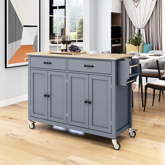 4 Door Cabinet, 2 Drawers & Spice Rack / Comprehensive Kitchen Storage Cart