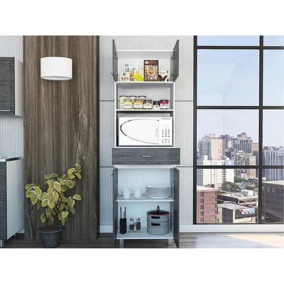 4-Door Configuration | Store Large & Small Kitchen Items | Spacious Surface for Microwave