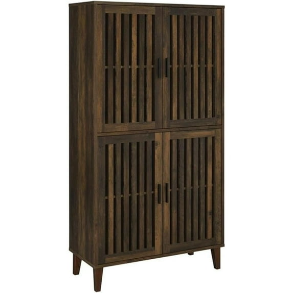 4-Door Farmhouse Engineered Wood Tall Accent Cabinet Dark Pine