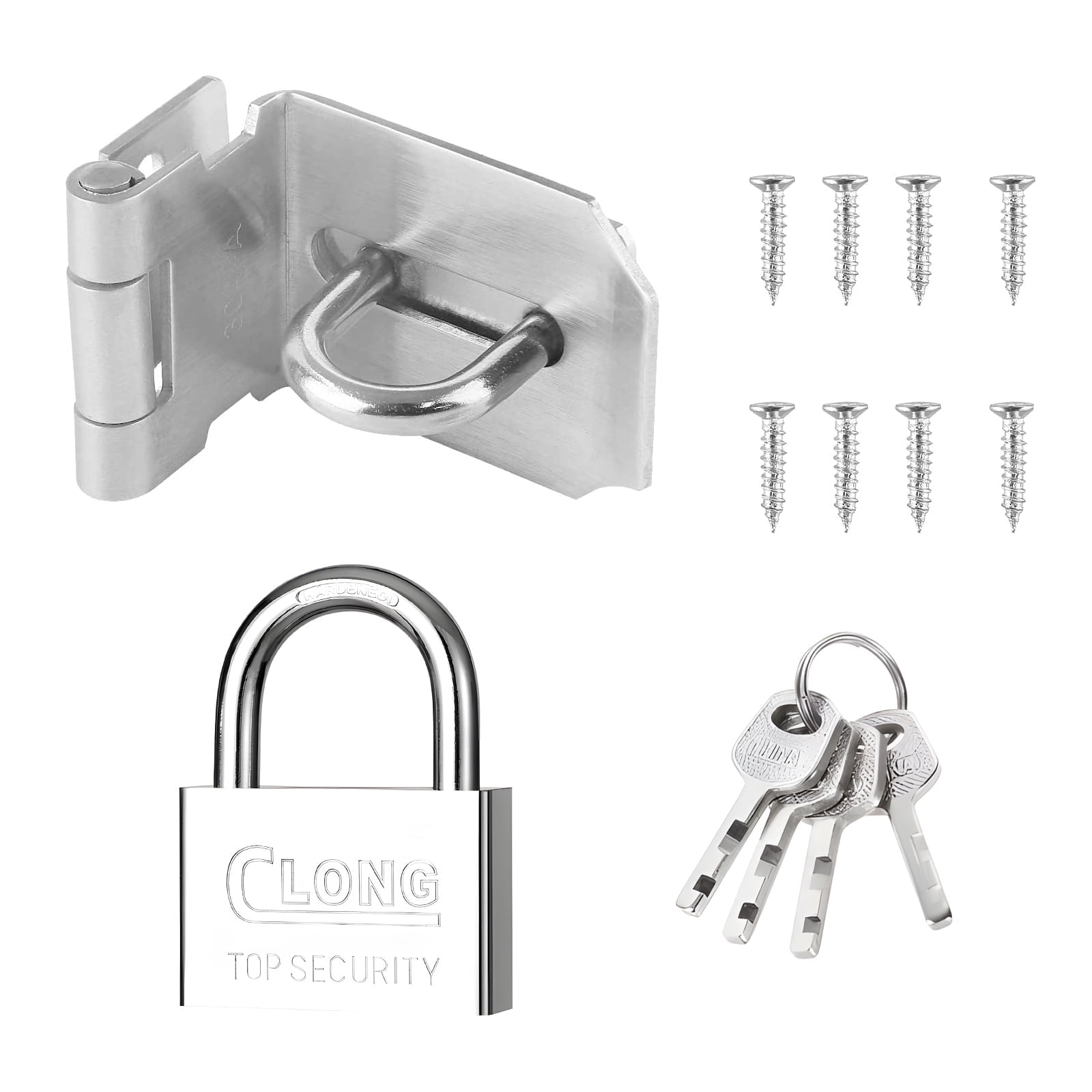 4'' Door Hasp Latch 90 Degree, Stainless Steel Safety Right Angle