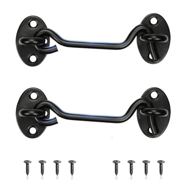 Litensh 2PCS Cabin Hooks And Eye Latch Lock Cabinet Latche, Barn Door Hook Lock, Gate Door Hook And Eye Clock, Swivel Window Hook For Sliding Door