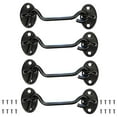 thumbnail image 1 of 4"Door Lock Latch，4Pcs Barn Door Lock Stainless Steel Gate Latch Hook and Eye Latch Shed Lock，For Window, Bedroom,Sliding Door,Wooden Fence,Garage Door (Black), 1 of 11