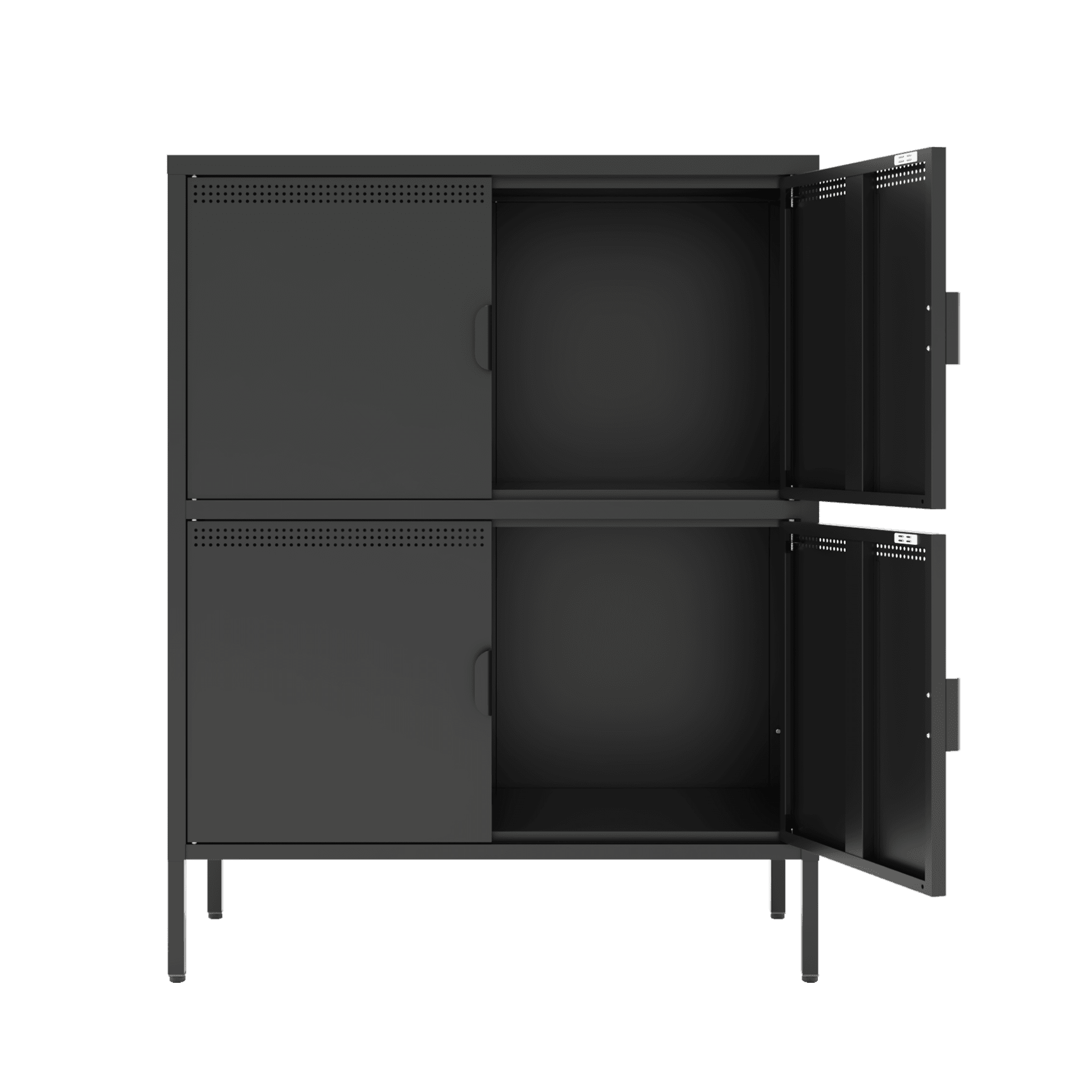 4 Door Metal Accent Storage Modern Black Storage Locker