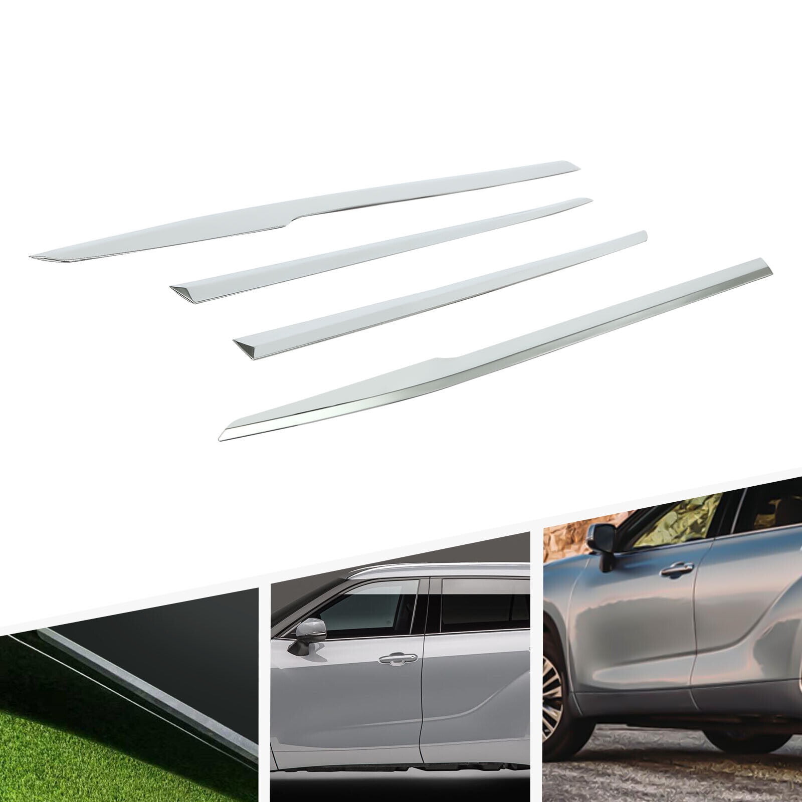 4* Door Molding Cover Trims for 2020 2021 2022 2023 Toyota Highlander Chrome Outside Door Body