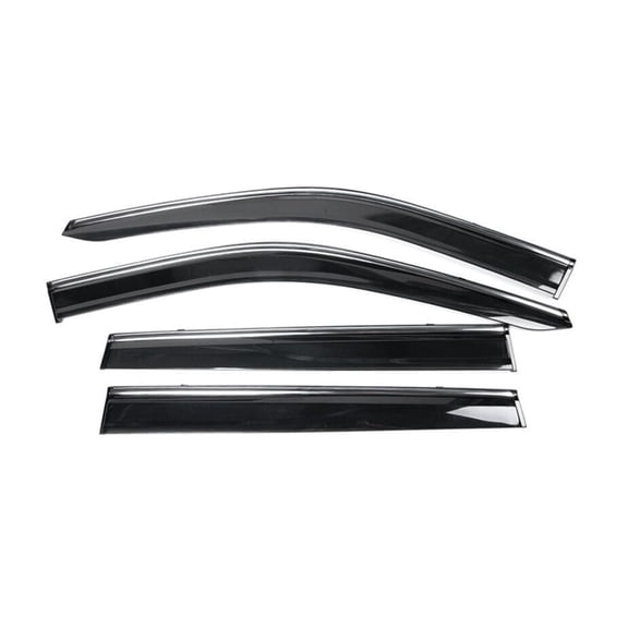 4-Door Polycarbonate Window Visors with Chrome Trim - 4-Piece Set Front and Rear - Slim Style