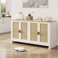 thumbnail image 1 of 4-Door Rattan Cabinet, Modern Boho Sideboard with Shelf, 42" Storage Console for Living Room, Dining Room & Entryway (Anti-Tip Design), 1 of 9