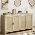 thumbnail image 1 of 4-Door Rattan Cabinet, Modern Boho Sideboard with Shelf, 42" Storage Console for Living Room, Dining Room & Entryway (Anti-Tip Design), 1 of 9