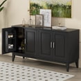 thumbnail image 1 of 4-Door Sideboard Storage Cabinet with Door Shelf for Living Room and Dining Room, Two Large Cabinets with Adjustable Shelf, Black, 1 of 9