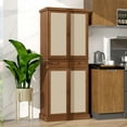 thumbnail image 1 of 4 Door Storage Cabinet with 1 Drawer, with 4 Adjustable Inner Shelves Walnut, 1 of 5