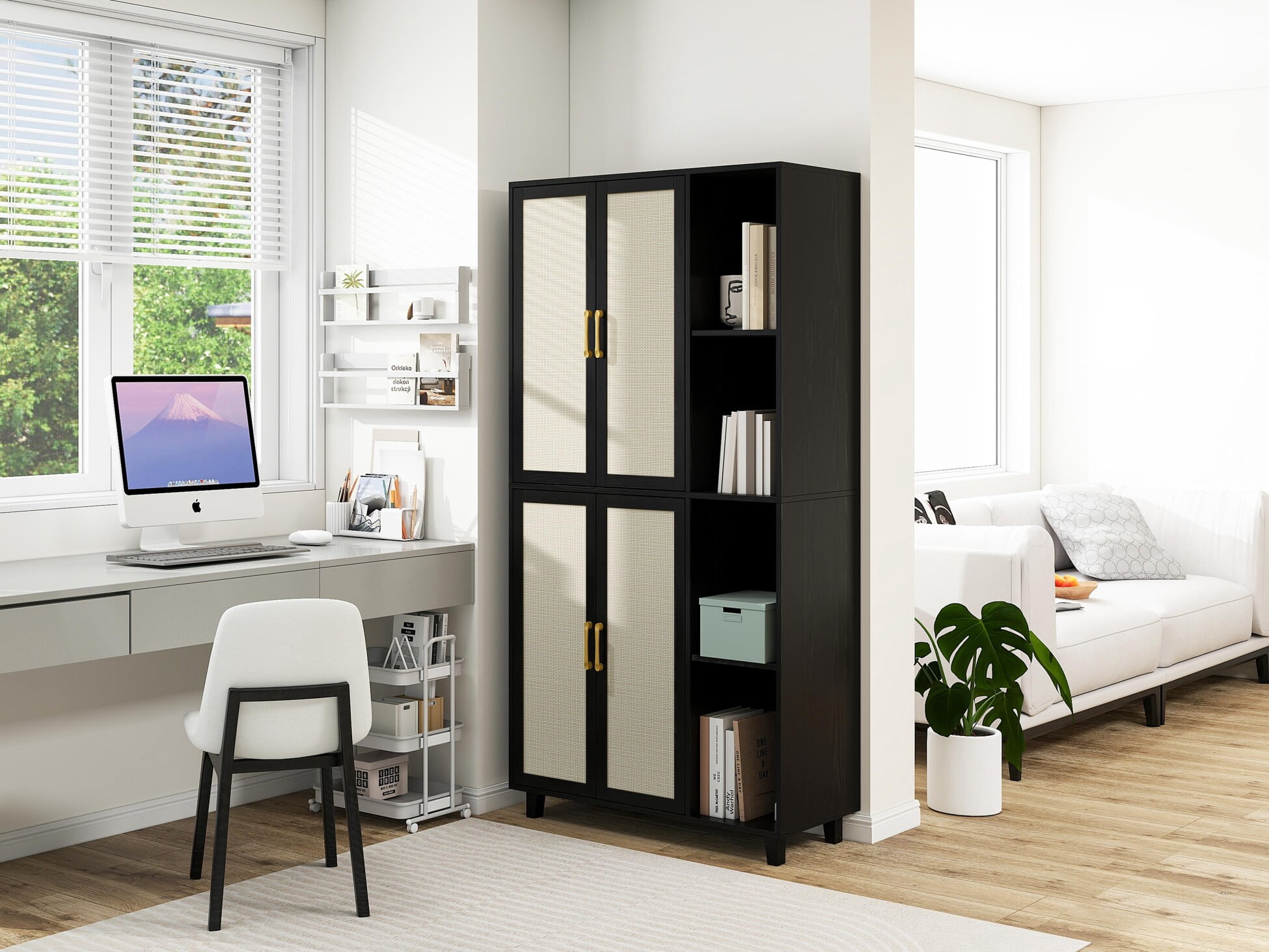 4-Door Storage Cabinet with Adjustable Shelves Heavy Duty Organizer for ...