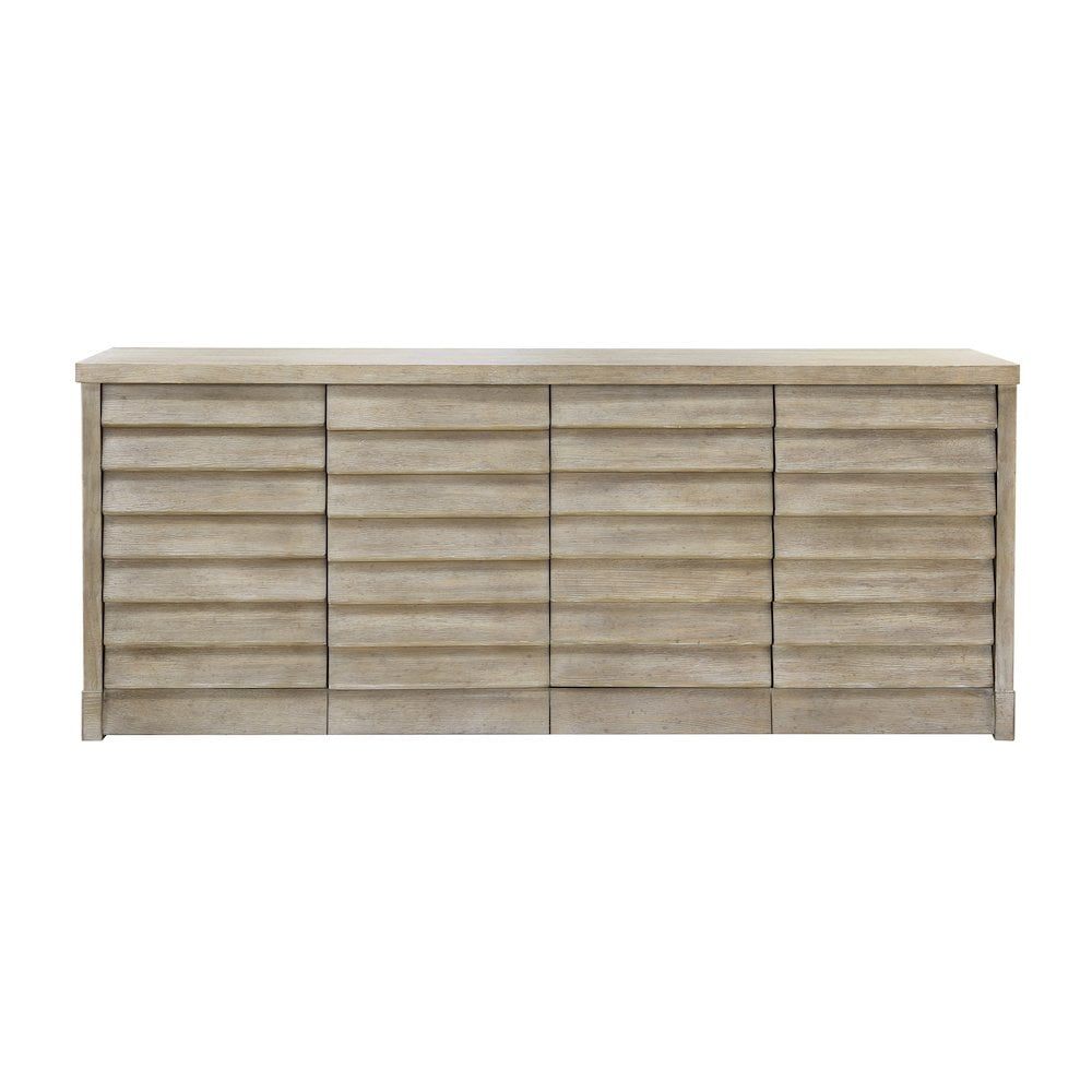 Light Natural Coastal 4-Door Credenza with Adjustable Shelves