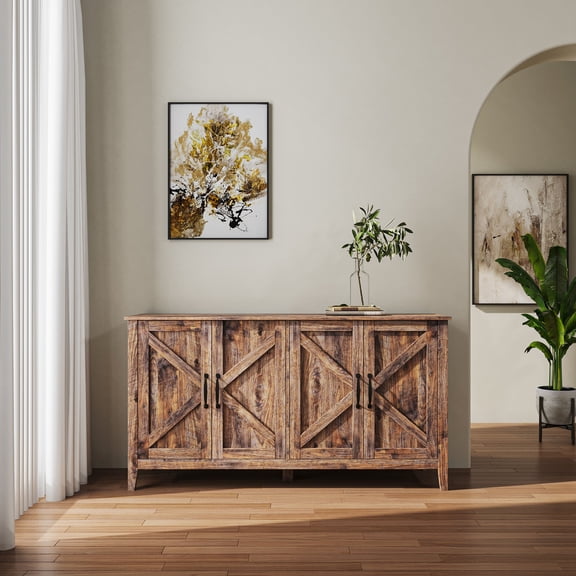 4 Doors 4 Shelves - Melamine Coating - Living Room Use - Practical Design