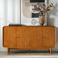 thumbnail image 1 of 4 Doors Modern Curved Sideboard Buffet Cabinet with Storage Adjustable Shelves Cable Management Living Room Acorn, 1 of 7
