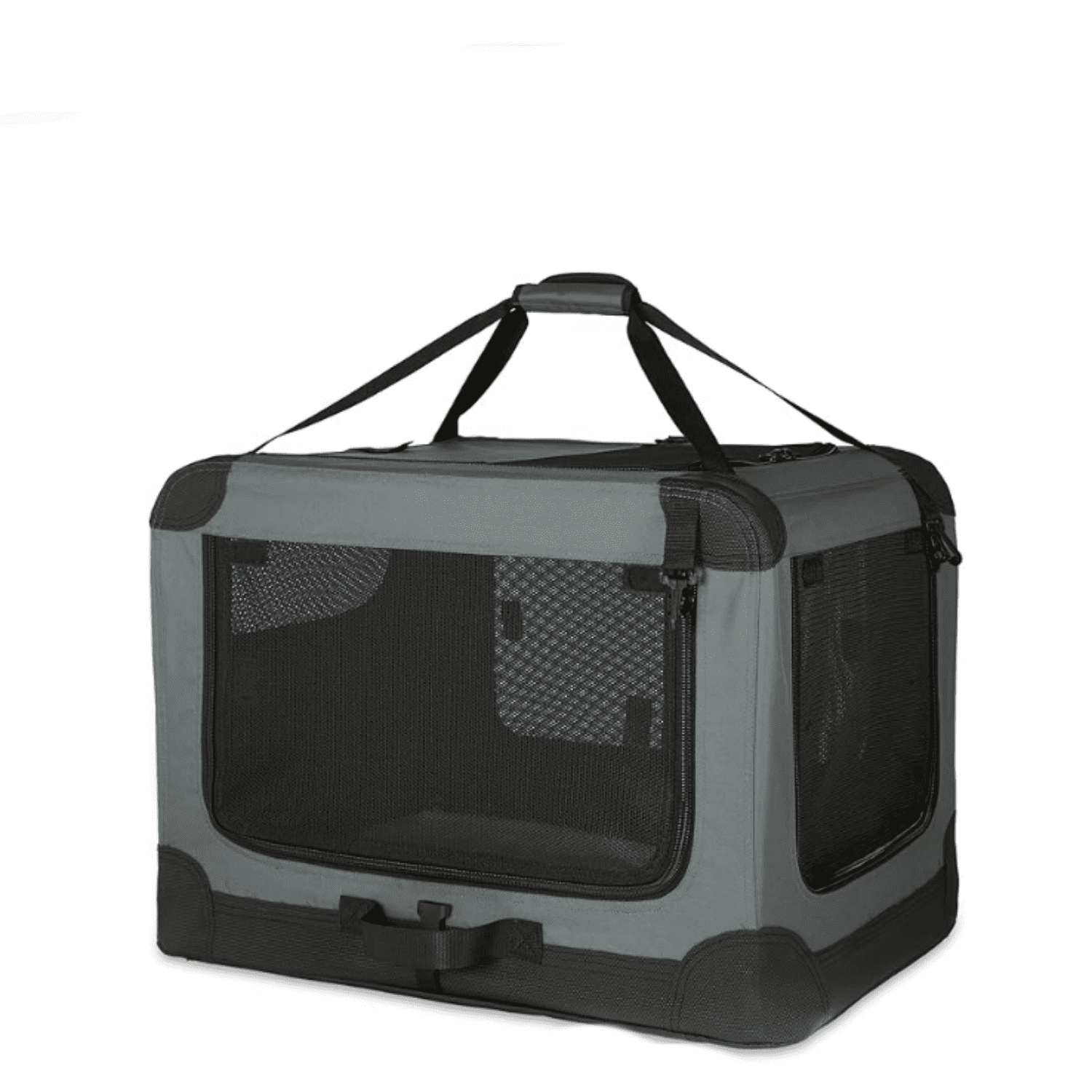 4-Doors Portable Soft-Side Folding Travel Crate Kennel for cat, Dog, an Other Small Animals, Grey, M 30" x 21" x 21"