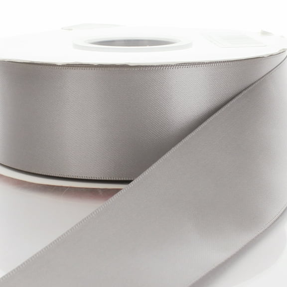 4" Double Faced Satin Ribbon 012 Silver 25 Yard