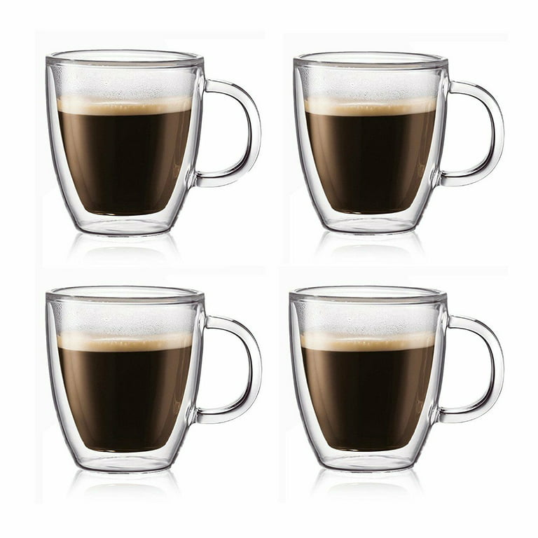 Ribbed Latte Glass Cup, Tumbler for Espresso & Americano
