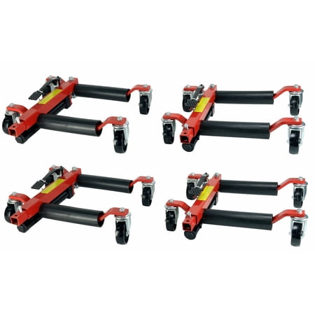 (4) Dragway Tools® 12" Hydraulic Wheel Dolly Vehicle Positioning Jack Lift Hoist