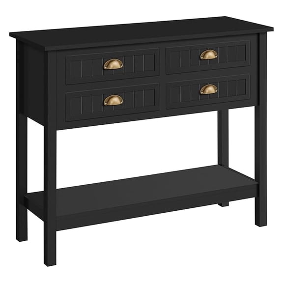 4-Drawer Console Table, Entry Table with Classified Drawers and Shelf, Sofa Table Narrow Long for Living Room, 39.5x14x32 inch, Black