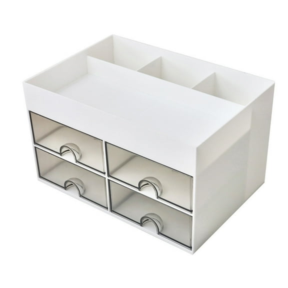 4-Drawer Desk Organizer - Multi-Functional 4-Compartment Pencil/Stationery Caddy, Office/Study Desk Accessories White