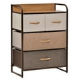 thumbnail image 1 of 4-Drawer Dresser, Fabric Storage Organizer - Bedroom Dresser with Steel Frame & Wooden Top, Maple Finish, 31”H Tower Unit Multicolor + MDF, 1 of 9