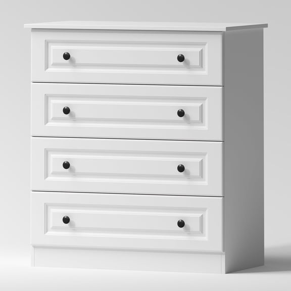 4 Drawer White Dresser for Bedroom, 35 Inch Tall Storage Chest with Large Drawers, Modern Space Saving Furniture for Hallway, Entryway (White)