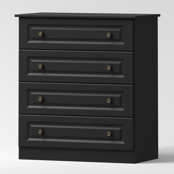 4 Drawer Black Dresser for Bedroom, 35 Inch Tall Storage Chest with Large Drawers, Modern Space Saving Furniture for Hallway, Entryway (White)