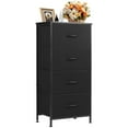 thumbnail image 1 of CONCETTA 4 Drawer Dresser, Wide Chest Drawers Nightstand Storage Tower Storage Fabric Dresser With Wood Top for Living Room, Bedroom, Closet, Black, 1 of 8