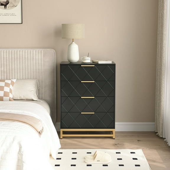 4-Drawer Dresser for Bedroom & Closet Tall Chest with Soft-Close Glides, Anti-Tip Kit | 36.22" H Space Saving Storage Organizer​